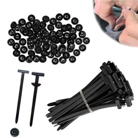 Nylon Universal Cable Tie Buckle, 100PCS Self-Locking Nylon Zip Ties, Universal Push Mount Zip Tie Holders, Multipurpose Cable Ties Duty for Indoor and Outdoor Car Daily Repair
