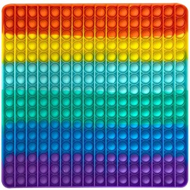 KUNSTIFY XXL Pop Rainbow 30 cm Fidget Toy Anti-Stress Toy for Adults Children Anti-Stress Pop Large Figetttoys Fidget Toy Set Figet Bubble Push Pop XXL Rainbow Square 30 cm