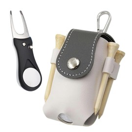 Emsing SID04-GY Ball Case, Green Fork Set, Golf Equipment, Tee, 2 Balls, Small Items, Holds 4 Tees, Strong, Thin, Magnet, Closure, Ball Pouch, Golf Ball Pouch, Golfer, Round, Competition, Prize,