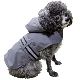 LeerKing Dog Rain Jacket with Lining, Raincoat, Waterproof, Dog Jacket with Adjustable Waist Strap, Hood, for Small and Medium Dogs, GY L
