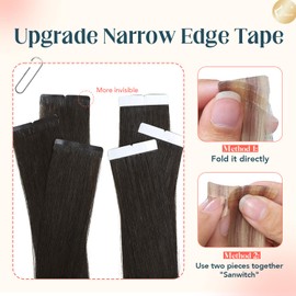 XDhair Tape in Hair Extensions 50g 16 Inch 20pcs Natural Black Human Hair Extensions Tape ins Silky Straight for Women (#1B, 16Inch)