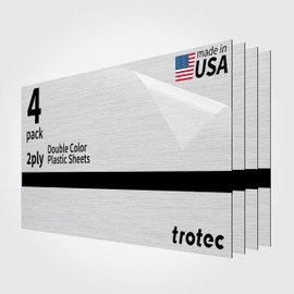 Trotec | Thin Acrylic Sheet | 24”x12”x1/50”, 4 Pcs | 2 Ply | Aluminium/Black | Matte, Gloss & Brushed Metal Finish | Acrylic Panels for Laser Engraving, Trophy Plates, Interior Signs & Badges