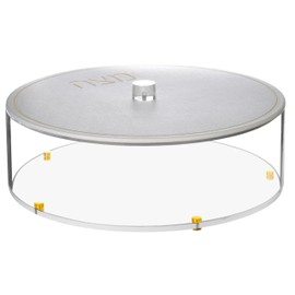 Lucite Matzah Box with Leatherette Cover - Embroidered Text Design in Gold Accent - Passover Table Decor, Elegant Dining Table Centerpiece, Ideal Gift for Jewish Holidays (Gold, Smooth Handle)