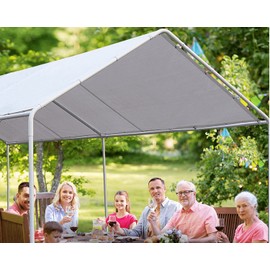 10'X20' Upgraded Heavy Duty Carport Canopy for Car, Outdoor Garage Boat Shelter w/6 Steel Legs and 3 Reinforced Steel Cables, Waterproof Tear-Proof and Anti-UV Panels Sunshine for Party, Wedding