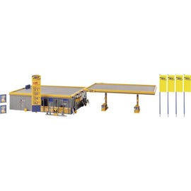 FALLER HO Scale Jet Modern Gas Station -- Kit - Pump Roof: 7-3/16 x 4-7/8 x 2-3/8" 18.2 x 12.4 x 6.3cm Building: 7-1/