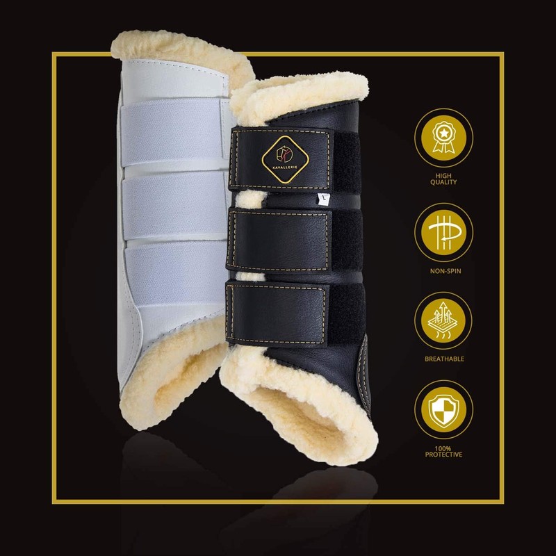 Kavallerie Dressage Horse Boots: Fleece-Lined Faux Leather Brushing Boots for