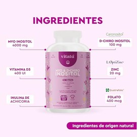 Vitat  Myo Inositol  D-Chiro Inositol relacin 401 con Folato  Vitamina D3  Zinc, Suplemento Alimenticio en cpsulas diseado para Mujeres (225 g cu),...