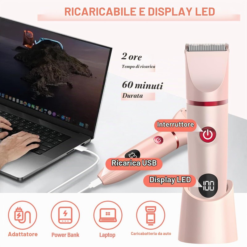 Bwaliffury Rasoio Elettrico Donna, Rasoio Donna Inguine Elettrico, Rasoio Elettrico