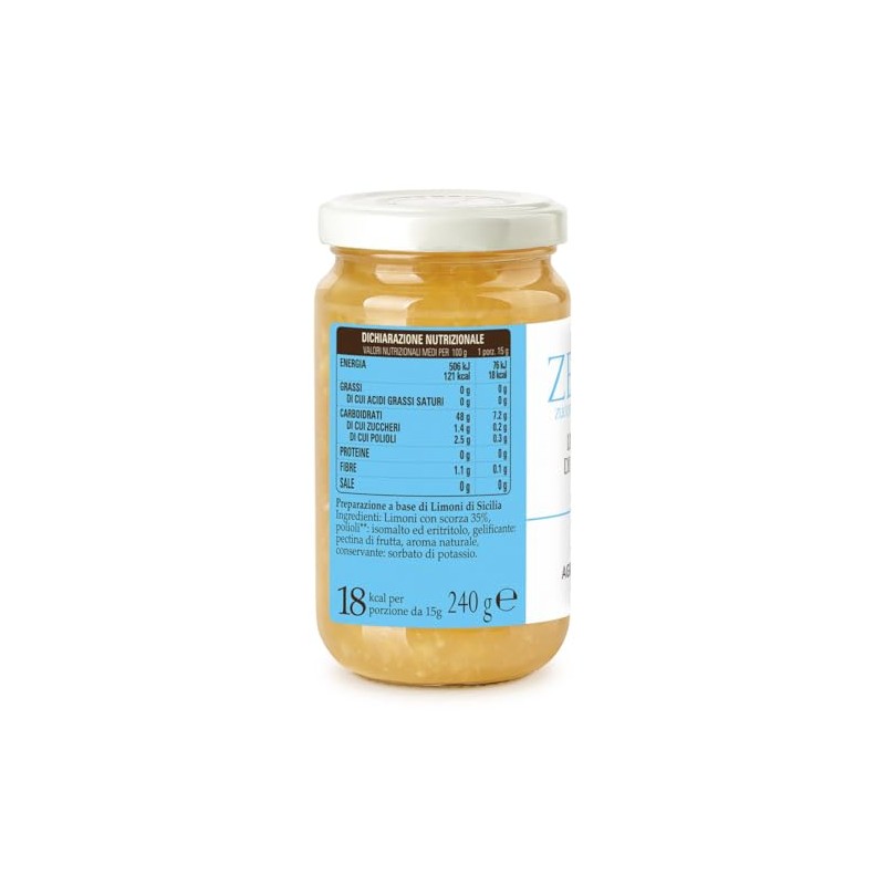 Agrisicilia Zero% Zuccheri Limoni di Sicilia, 240g Pochi Carboidrati