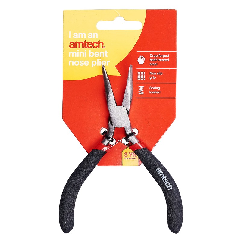 Amtech B3190 Mini Bent Nose Pliers with Spring