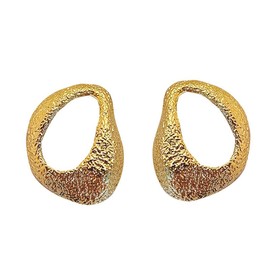 Irregular Hollow Round Geometric Big Stud Earrings for Women Minimalist Hypoallergenic Chunky Studs Fashion Trendy Jewelry (Golden, One size)