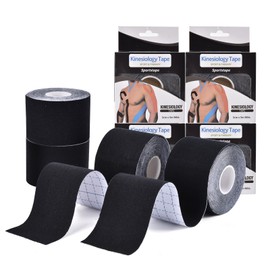 Kinesiology Tape (Black 4 Rolls)，Unlock Your Full Potential with Kinesiology ,Original Cotton Elastic Premium Athletic Tape,Breathable, Latex-Free,Hypoallergenic，high ductility, and Waterproof for Shoulder, Knee, Elbow, Ankle Support