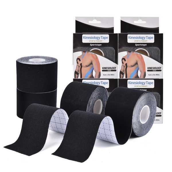 Kinesiology Tape (Black 4 Rolls)，Unlock Your Full Potential with Kinesiology