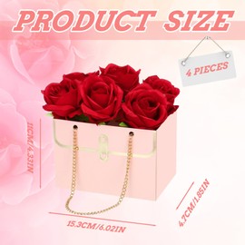 KSVFTB 4 Pcs Flower Box, Flower Boxes For Bouquets, Bouquet Boxes, Flowers Boxs for Wedding Graduation Party Birthday Party Gift Wrap Bag (Pink Blue Black White)