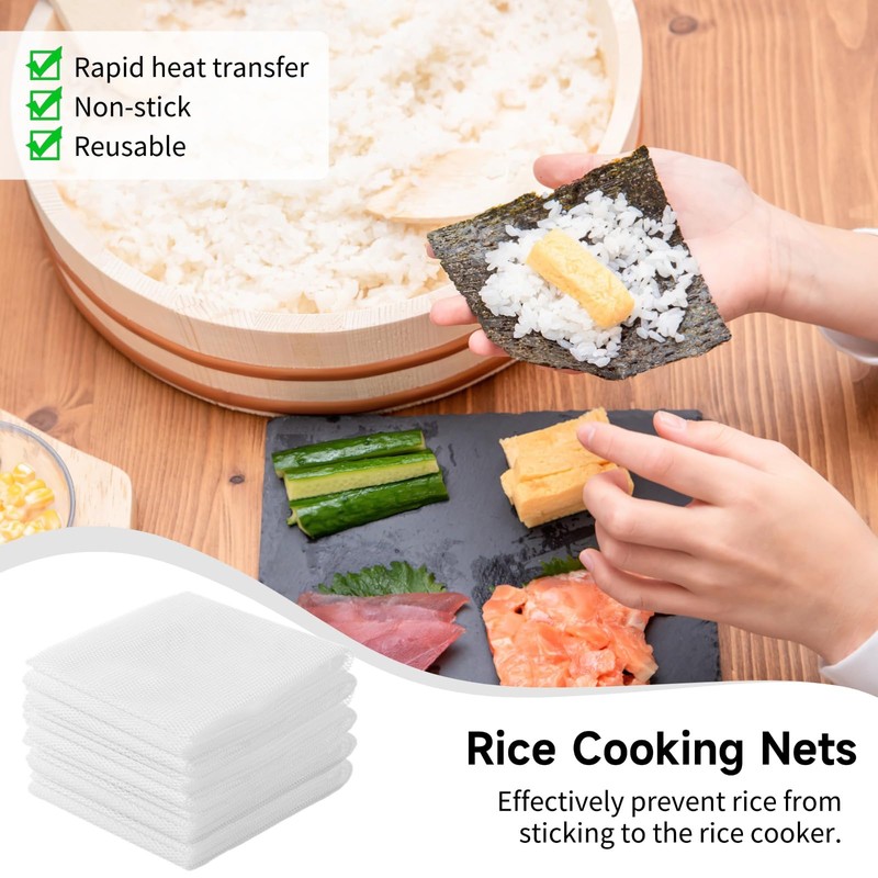 6 Pcs Rice Net, 43.3"×39.4" Sushi Rice Cooking Net, Non-Stick