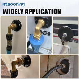 Mtsooning RV City Water Fill Inlet with Elbow Check Valve, 3/4 NH Female to 1/2 NPT Male RV Water Hose Brass Connector Replacement for RV Camper Motorhome Trailer Marine Black
