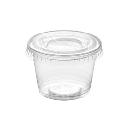 [100 Sets - 1 oz.] Plastic Disposable Portion Cups With Lids, Souffle Cups