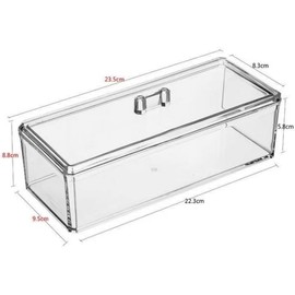 Organizador de accesorios para el cabello de acrílico transparente para niñas, corbata, diadema, lazos y soporte de clip con tapa, sin compartimentos de almacenamiento con tapa