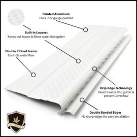 Waterlock Pro Gutter Guards Leaf Protection 25 Feet Pack Wicker, A Contractor-Grade Gutter Guard from Manufacturer, Domestic Aluminum Gutter Covers 5 and 6 Inch Gutters