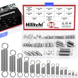 Hilitchi 96Pcs 15 Sizes Extension Spring Assortment Kit Extension Spring Stainless Steel Springs Assorted Size Small Springs Compression Tension Springs for Repairs Maintenance