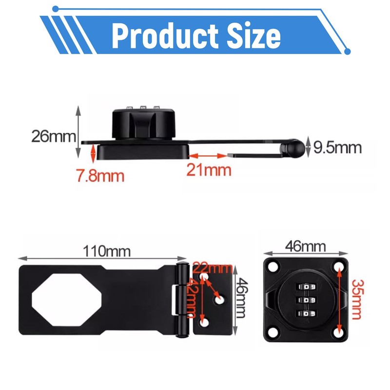 Forbabe Hasp with Combination Lock, 4.5 Inch Security Hasp Lock