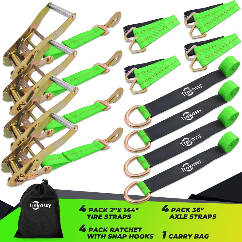 Trekassy 2”x 144” Car Tie Down Straps for Trailers with