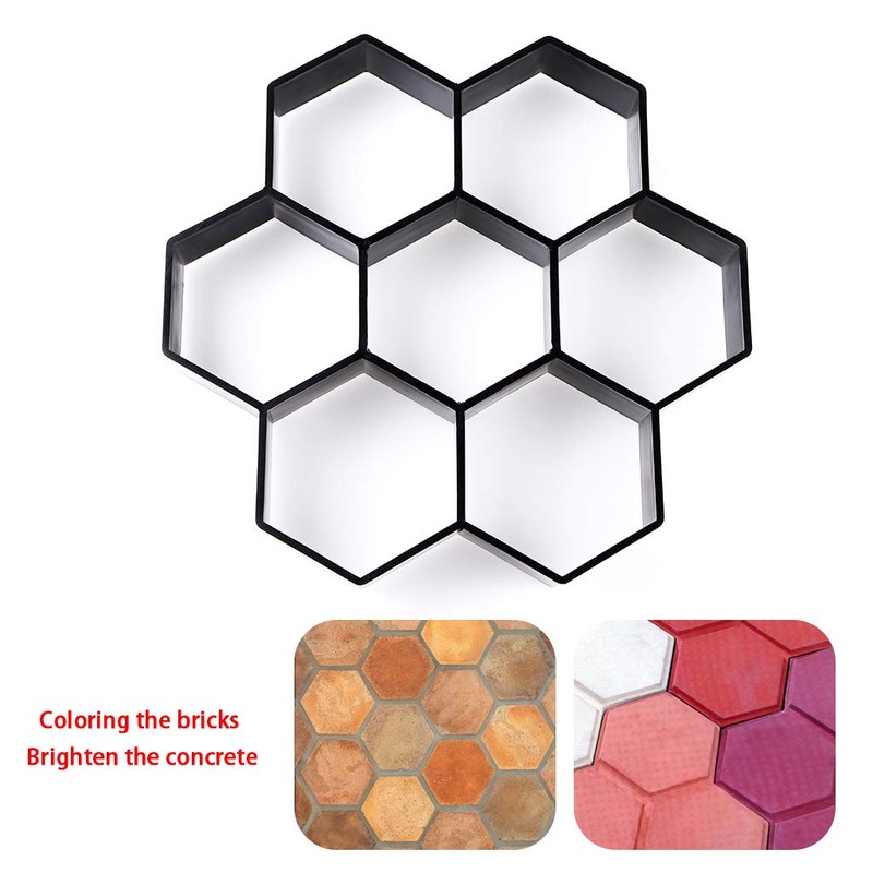 Skelang Hexagon Pavement Mold, 11.4"×11"×1.7" Reusable Walk Path Maker, Concrete