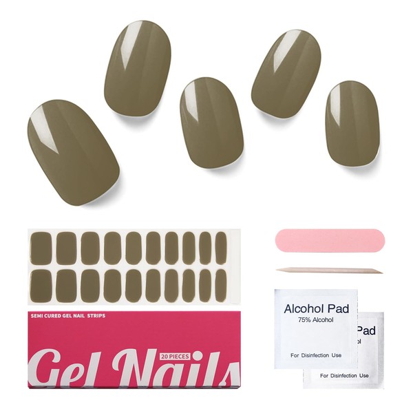 Nelikoo Semi Cured Gel Nail Strips, 20 PCS Gel Nail