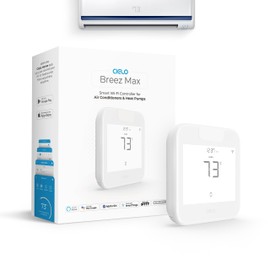 Breez Max | ENERGY STAR CERTIFIED Smart AC Controller | WiFi Thermostat for Mini-Split, Window, Portable ACs/Heat Pumps | AI-Based Tech | Free App, No Subscriptions | Alexa, Google, IFTTT etc. (White)