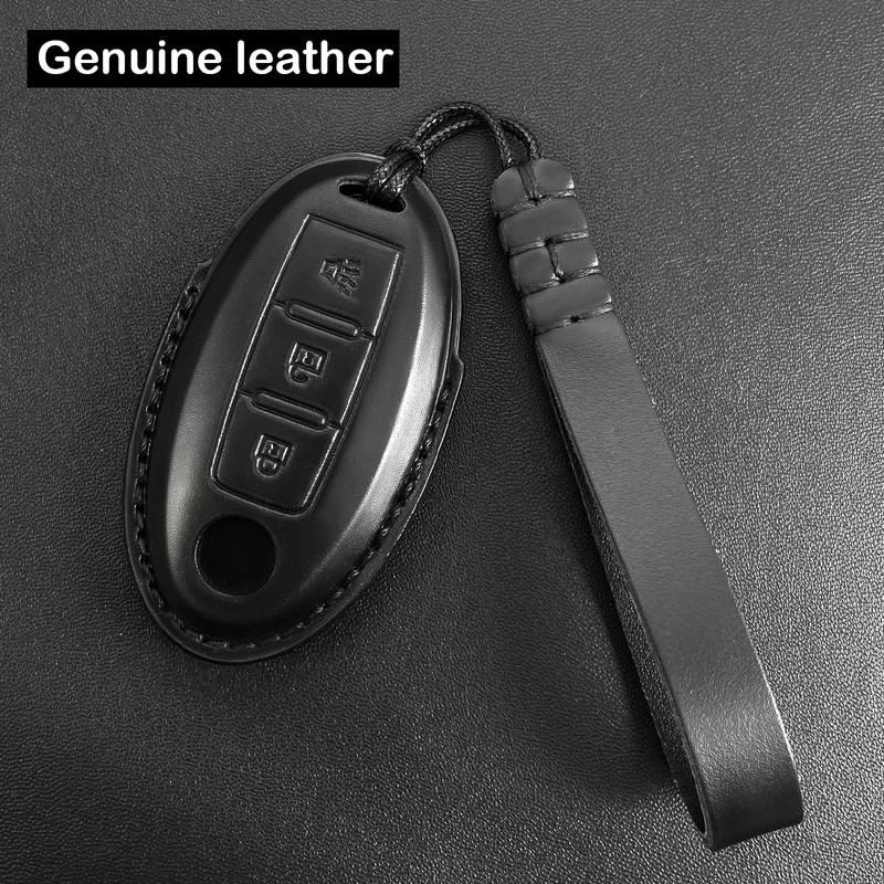 Yonmcfn Key fob Cover Genuine Leather with Keychain,Leather Key Case