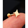Jewseen 14K Gold Threadless Stud Earrings Star Cartilage Stud Top