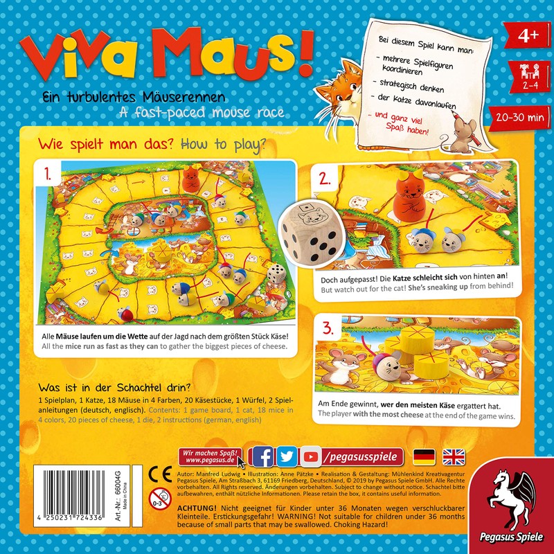 Pegasus Spiele Viva Mouse 66004G Yellow / Black