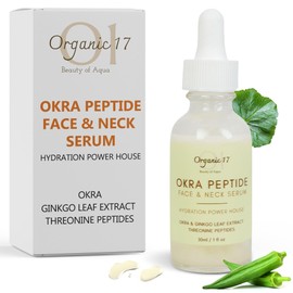 Okra Peptide Face & Neck Serum – Hydrating Anti-Aging Serum with Gingko Leaf Extract & Collagen-Boosting Peptides for Youthful Skin – Vegan & Cruelty-Free Skincare – 30ml