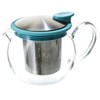 FORLIFE Bola Glass Teapot with Basket Infuser, 15-Ounce/444ml, Turquoise