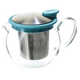 FORLIFE Bola Glass Teapot with Basket Infuser, 15-Ounce/444ml, Turquoise