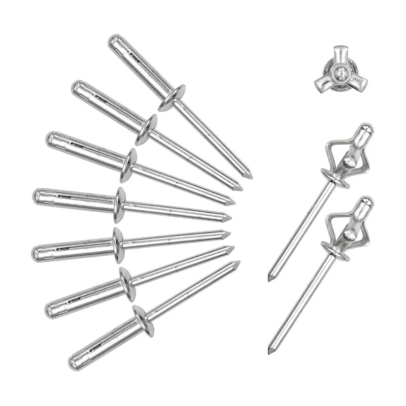 3/16" x 3/4" Tri-Fold Rivets Assortment - 150Pcs,Silver Tri-fold Exploding