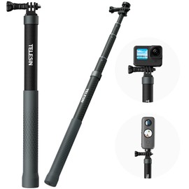 TELESIN Selfie Stick Long Pole Invisible for GoPro (120cm/47.2in), Carbon Fiber Waterproof Extension Monopod for Go Pro 13 12 11 10 9 8 DJI Action 5 Pro Pocket 3 Insta360 X5 X4 X3 GO3 Ace Pro 2 AKASO