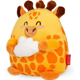 Legami - Super Soft Plush Plüsch, Giraffe Thema, Mini Größe, mit personalisierbarer ID Karte, Steht alleine, 14x15x12 cm, Yellow