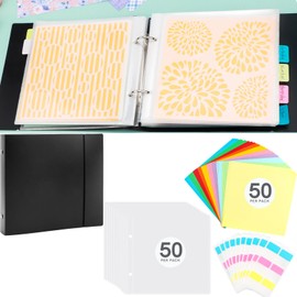 111PCS/Sets 6"x6" Cookie Stencil Storage Binder, Die Cuts and Stamps Storage Binder Holder Baking Stencil Organizer Scrapbooking Cutting Dies Storage Stencil Holder Book Collection Case Folder(Black)