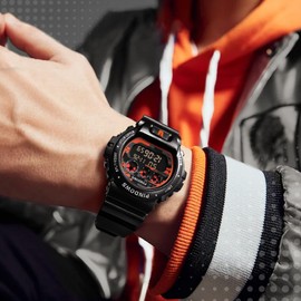 PINDOWS Men's Digital Sport Watch with Stopwatch, Alarm and Timer 50M Waterproof LED Backlight Multifunction Men's Tactical Wrist Watch, G8014N3: Black, Outdoor Sports Digital Watch