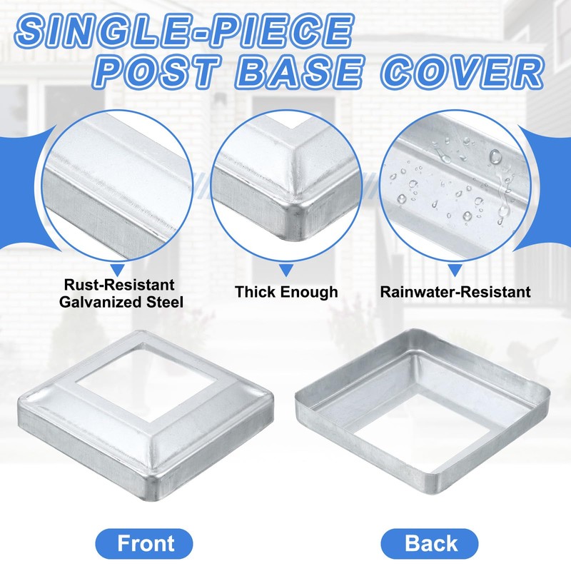 uxcell 8Pcs Post Base Cover, 6"x6" (Internal Size 3.25"x3.25") Metal