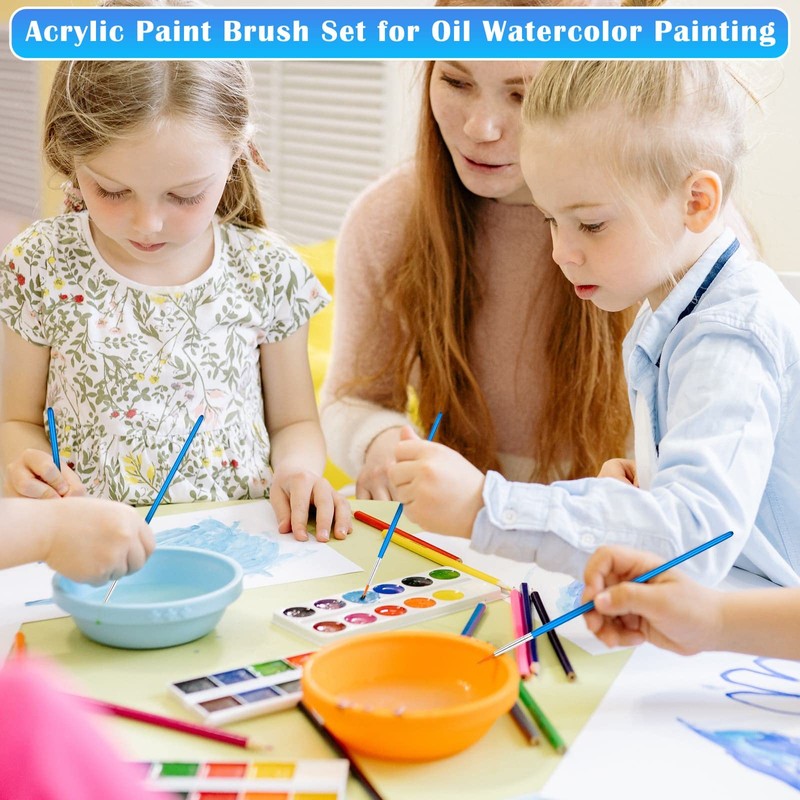 50Pcs Round Paint Brushes Bulk, Anezus Small Paint Brushes Classroom