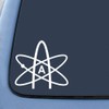 EvolveFISH Atheist Atom Symbol Weatherproof Vinyl Decal - [White][5"]