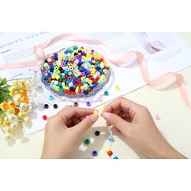 AWARDSEN Pink Pony Beads Bulk 500 Pcs 9mm Hair Beads for Braids Making DIY Crafting Friendship Bracelets Necklace