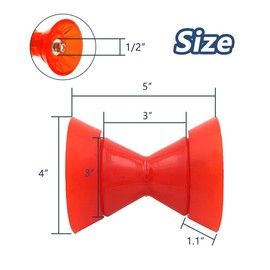 UISKEDS 3" Marine Trailer Poly Bow Roller, 1/2" Shaft Non-Marking Assembly with End Cap for Stopping Boat Trailer