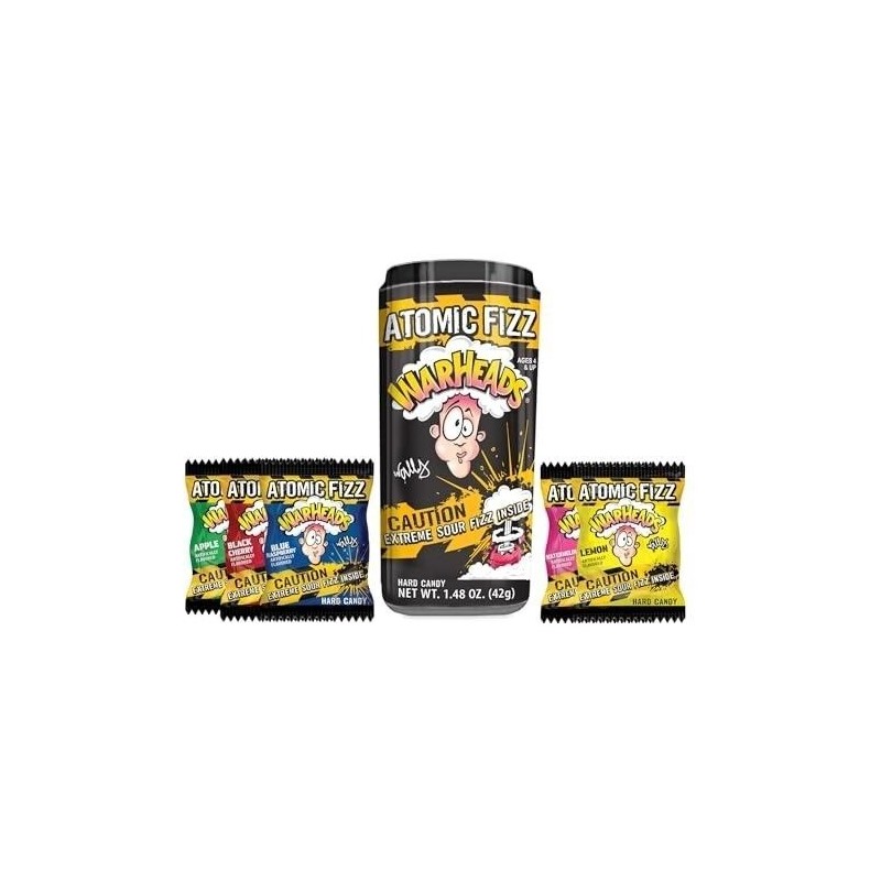 Warheads Atomic Fizz Extreme Sour Hard Candy 1.48 Oz Can