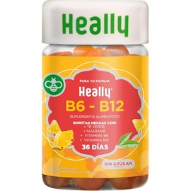 HEALLY | Gomitas con Vitamnina B12 y B6 | Con Té Verde y Guaraná | 72 Gomitas Sin Azúcar | Energía Y Metabolismo | Origen Natural Y Vegano | Sabor Piñ