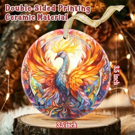 Christmas Ornament - Phoenix Decor Round Ceramic - Phoenix Hanging Ornament - Christmas Tree Decor - Ornaments for Christmas Tree - Gifts for Phoenix Lovers - Phoenix Themed Gifts