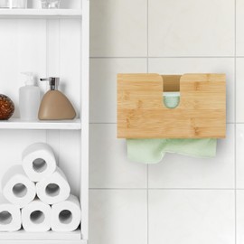 Relaxdays Bamboo Paper Dispenser for H2 Paper Hand Towels Wall Mounted H x W x D 16 x 27 x 13 cm Natural