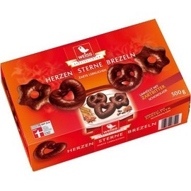 Weiss Herzen Sterne Brezeln Zartbitter Menge:500g